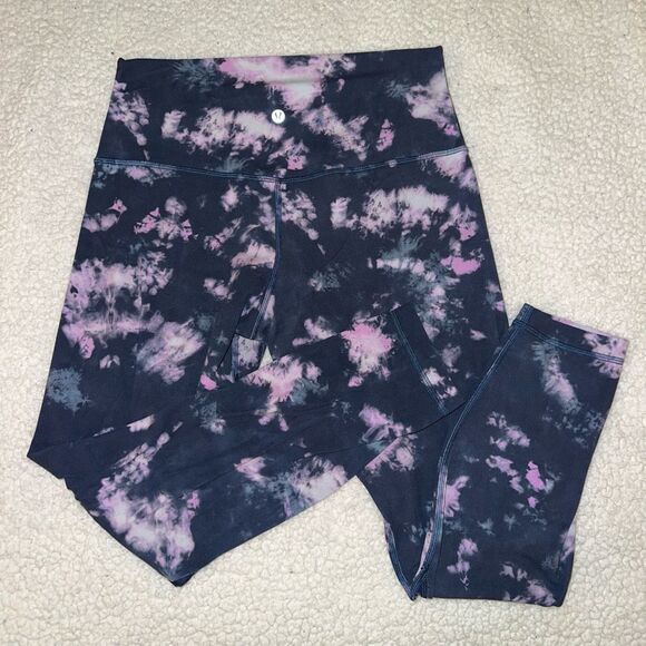 Lululemon Size 10 High Rise Align Leggings 25” Tie Dye Mineral Blue GUC Pilling - Picture 6 of 10